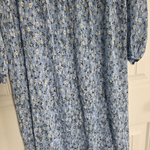 🔥5 FOR $25🔥NWT Lightweight Long Sleeve Blue Floral Stretchy Dress, XL - Picture 2 of 7